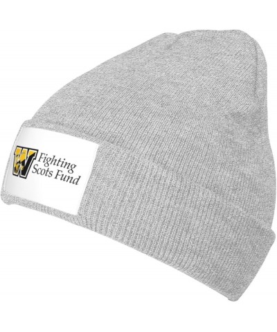 College of A Wooster Logo Ribbed Knit Cap Beanie Hats for Men Women, Warm Cozy Knitted Cuffed Cap Gray $7.83 Skullies & Beanies