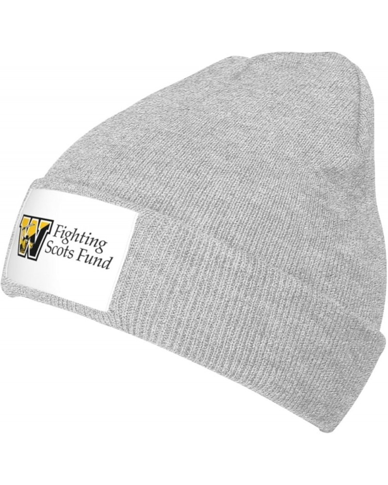 College of A Wooster Logo Ribbed Knit Cap Beanie Hats for Men Women, Warm Cozy Knitted Cuffed Cap Gray $7.83 Skullies & Beanies