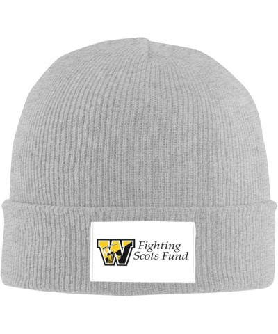 College of A Wooster Logo Ribbed Knit Cap Beanie Hats for Men Women, Warm Cozy Knitted Cuffed Cap Gray $7.83 Skullies & Beanies