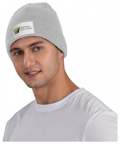 College of A Wooster Logo Ribbed Knit Cap Beanie Hats for Men Women, Warm Cozy Knitted Cuffed Cap Gray $7.83 Skullies & Beanies