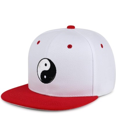 Ying Yang Hip-Hop Snapback Hat Embroidered Baseball Cap Asian Meditation 49. White/Red $13.24 Baseball Caps