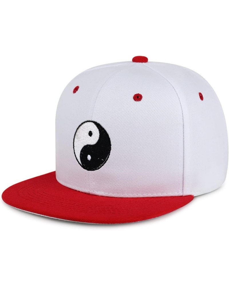 Ying Yang Hip-Hop Snapback Hat Embroidered Baseball Cap Asian Meditation 49. White/Red $13.24 Baseball Caps