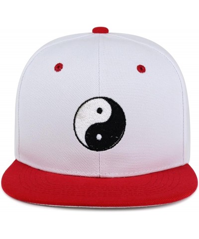 Ying Yang Hip-Hop Snapback Hat Embroidered Baseball Cap Asian Meditation 49. White/Red $13.24 Baseball Caps