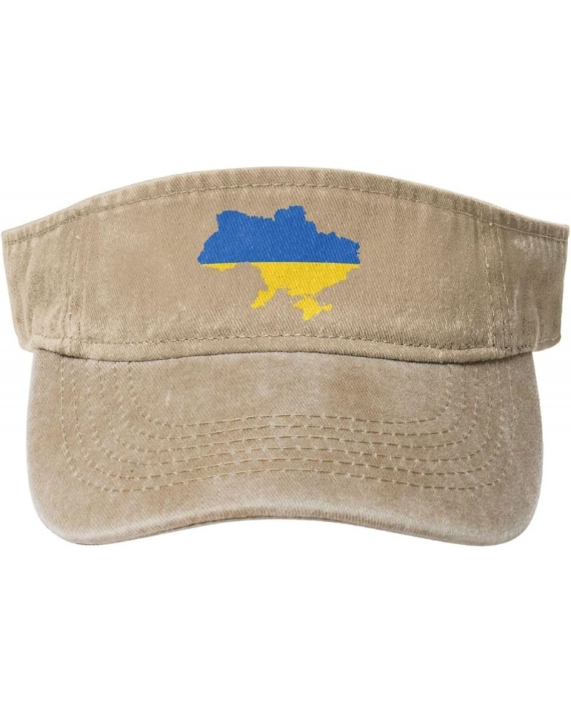 Outline of Ukraine Sun Visor Hats for Women Men Sun Hat Vintage Golf Hat Adjustable Baseball Cap Natural $10.89 Visors