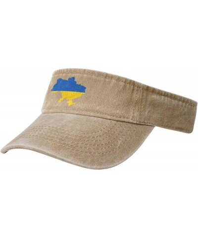 Outline of Ukraine Sun Visor Hats for Women Men Sun Hat Vintage Golf Hat Adjustable Baseball Cap Natural $10.89 Visors