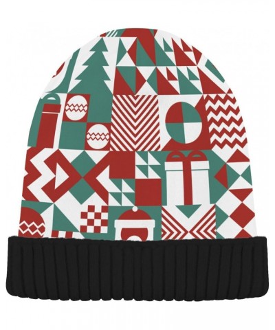 Christmas Geometric Simple Shapes Adults Kids Women Men Beanie Hat Soft Warm Fleece Lined Hat Black $9.24 Skullies & Beanies