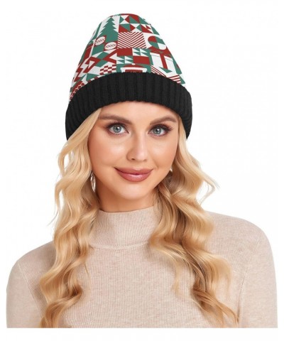 Christmas Geometric Simple Shapes Adults Kids Women Men Beanie Hat Soft Warm Fleece Lined Hat Black $9.24 Skullies & Beanies