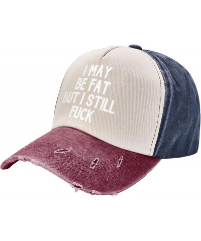 Women's and Men's Washed Cotton Baseball Cap Adjustable I May Be Fat but I Still Fuck Dad Hat Low Profile Trucker Cap Navy an...