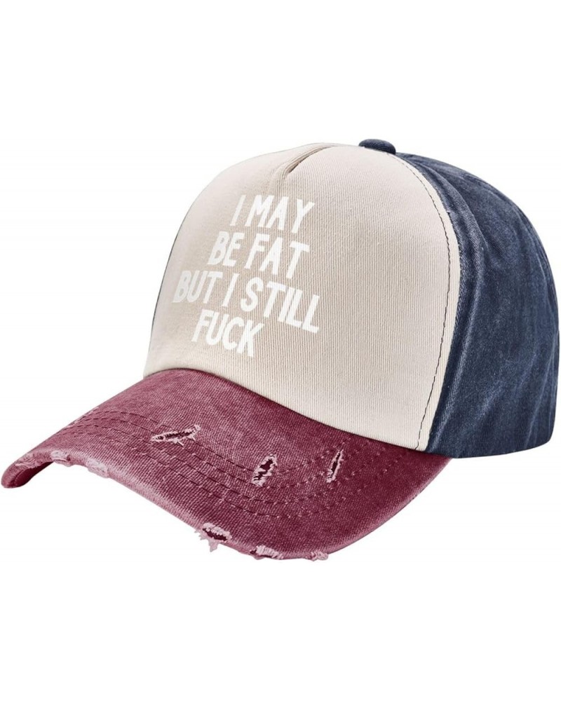 Women's and Men's Washed Cotton Baseball Cap Adjustable I May Be Fat but I Still Fuck Dad Hat Low Profile Trucker Cap Navy an...