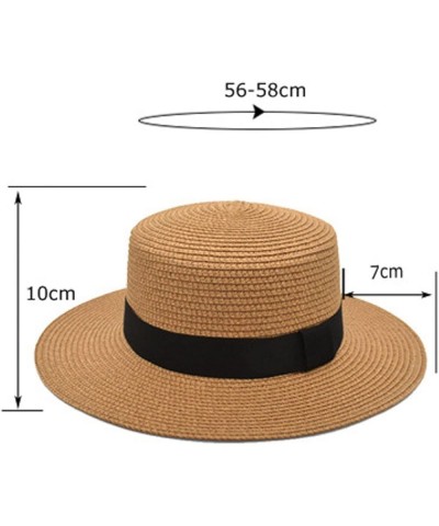 Mens and Womens Square Buckle Dome Panama Lafite Flat Top Straw Hat Summer Travel Cute Bucket Hats Men Pink $10.16 Bucket Hats