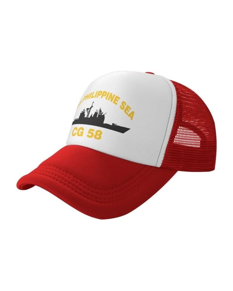 USS Philippine SEA CG 58 Flag-Baseball Caps Denim Hats Cowboy Knit hat Fisherman's hat Red $14.96 Baseball Caps