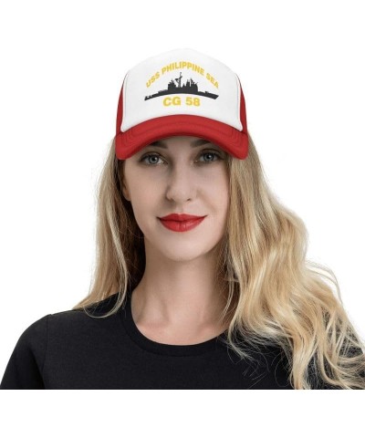 USS Philippine SEA CG 58 Flag-Baseball Caps Denim Hats Cowboy Knit hat Fisherman's hat Red $14.96 Baseball Caps