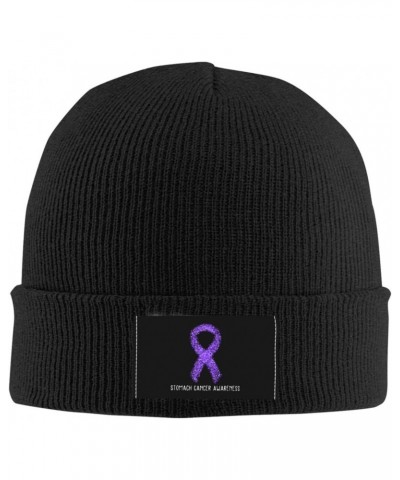 Stomach Cancer Awareness Beanie Hats Warm Chunky Cable Knit Hat Slouchy Skull Cap for Women Men Black $12.06 Skullies & Beanies