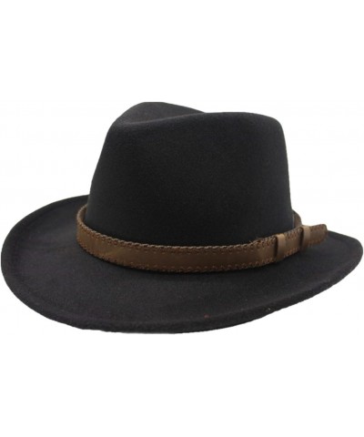 Fashion Cowboy Hat with Leather Belt Classic Wide Brim Wool Cowboy Cap Red Cowgirl Hat for Women Wedding Travelling $10.47 Co...