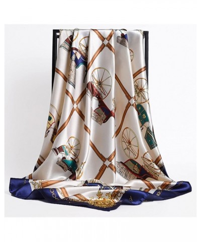 Shawl Scarves for Women Floral Print Satin Silk Hijab Scarf Female Square Kerchief Shawl Head Scarfs for Ladies (Color : Gold...