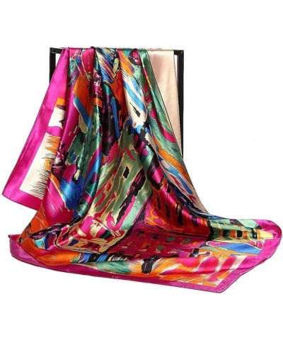 Shawl Scarves for Women Floral Print Satin Silk Hijab Scarf Female Square Kerchief Shawl Head Scarfs for Ladies (Color : Gold...