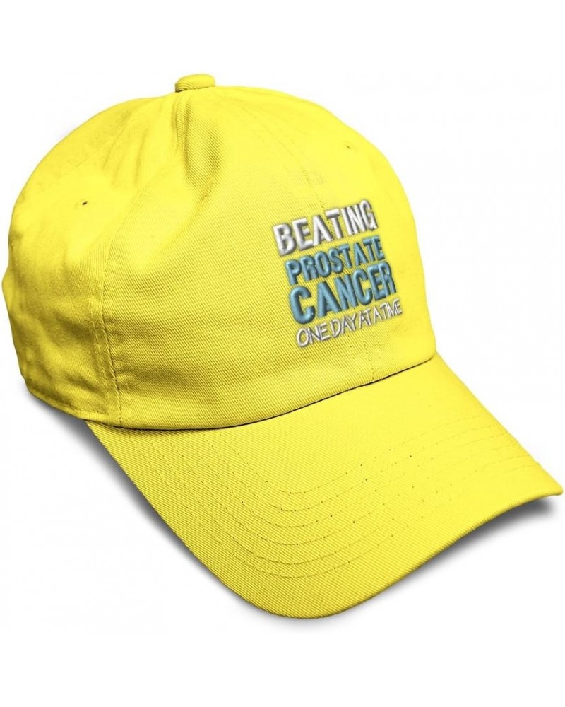 Soft Baseball Cap Beating Prostate Cancer 1 Day at A Time Cotton Dad Hats for Men & Women Yellow $15.95 Baseball Caps