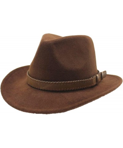 Fashion Cowboy Hat with Leather Belt Classic Wide Brim Wool Cowboy Cap Red Cowgirl Hat for Women Wedding Travelling $10.47 Co...