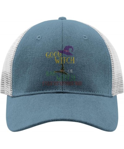 Halloween Hats for Men Trucker Cap Trucker Hat Men Good Witch Bad Witch I Can Go Either Way Trucker Hat for Women Skyblue $9....