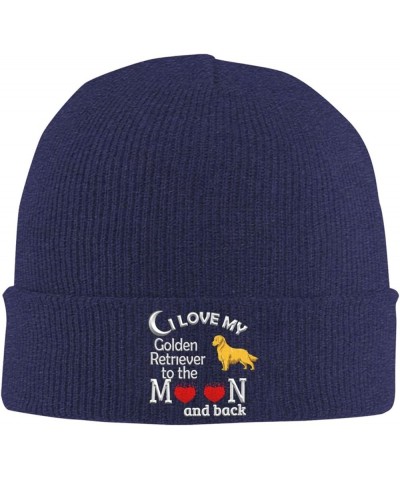 Love Golden Retriever Unisex Adult Knit Beanie Knitted Hat Navy Blue $11.47 Skullies & Beanies