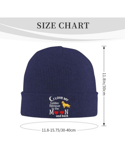 Love Golden Retriever Unisex Adult Knit Beanie Knitted Hat Navy Blue $11.47 Skullies & Beanies