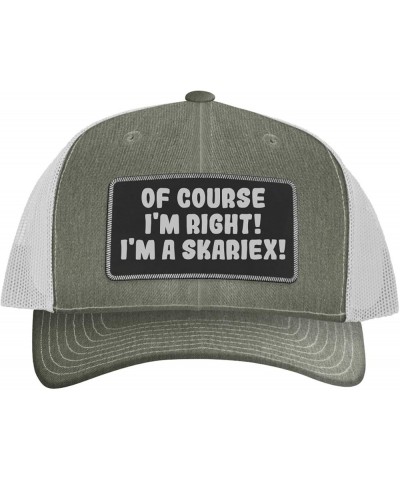 of Course I'm Right! I'm A Skariex! - Leather Black Patch Engraved Trucker Hat Heather/white $16.85 Baseball Caps