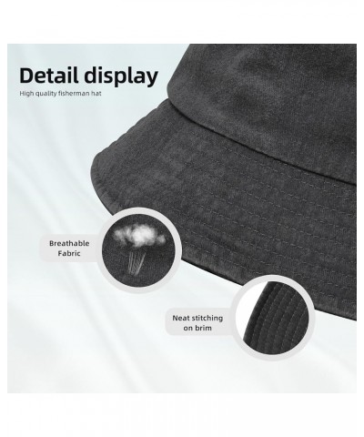 Unisex Fashion Printing Bucket Hat Washed Cotton Sun Fisherman Cap Outdoor Headwear for Women Men Black $11.87 Bucket Hats