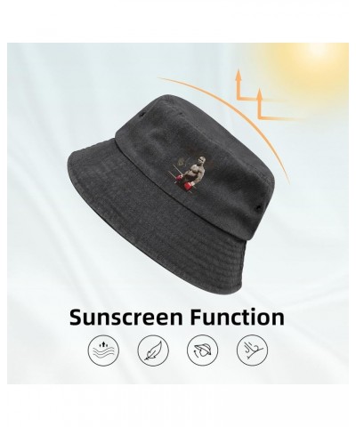 Unisex Fashion Printing Bucket Hat Washed Cotton Sun Fisherman Cap Outdoor Headwear for Women Men Black $11.87 Bucket Hats