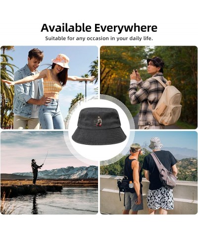 Unisex Fashion Printing Bucket Hat Washed Cotton Sun Fisherman Cap Outdoor Headwear for Women Men Black $11.87 Bucket Hats