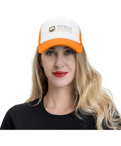 Suffolk University Trucker Hats for Both Men and Women - Mesh Baseball Snapback Hats Orange $9.89 Baseball Caps