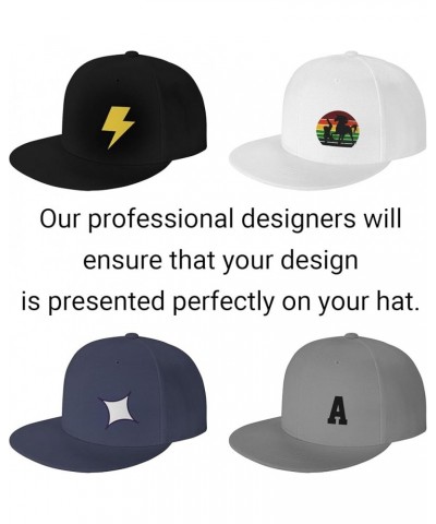 Custom Hats Your Design Here Add Your Name Text Logo Customized Made Flat Hats White $8.19 Baseball Caps