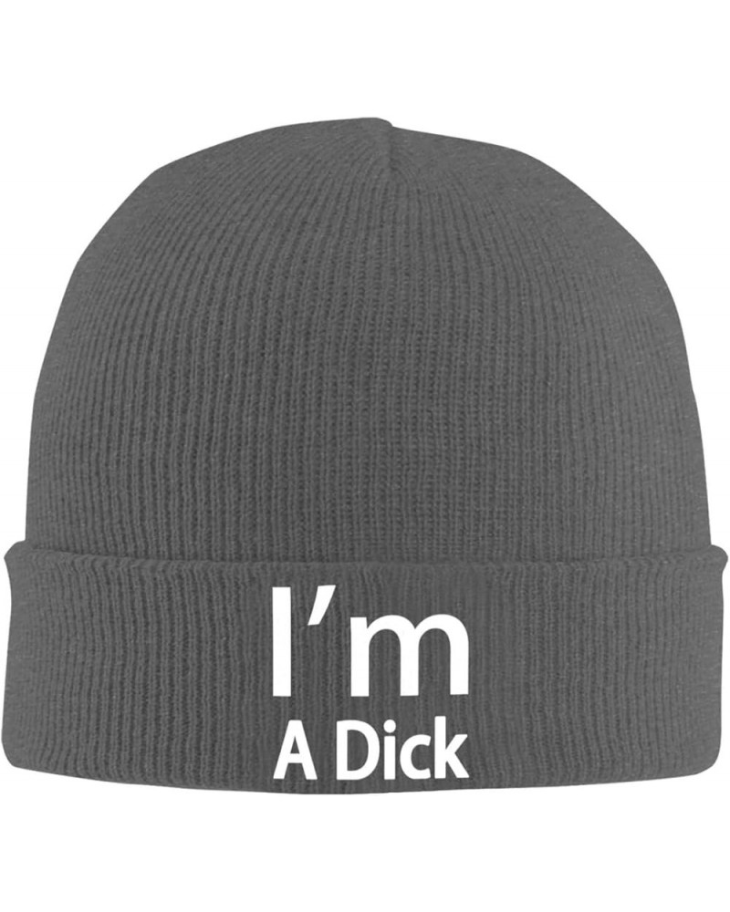 I'm A Dick Classic Warm Winter Hats Unisex Knit Beanie Cap Cuffed Plain Skull Knit Hat Deep Heather $9.48 Skullies & Beanies