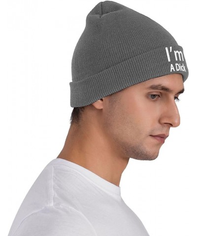 I'm A Dick Classic Warm Winter Hats Unisex Knit Beanie Cap Cuffed Plain Skull Knit Hat Deep Heather $9.48 Skullies & Beanies