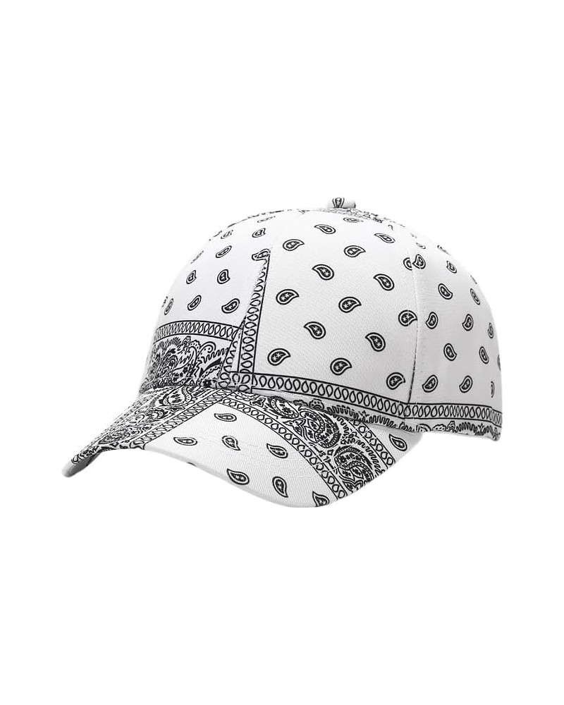 Bandana Baseball Cap for Men Women Adjustable Summer Fashion Hip Hop Paisley Bandanas Sun Hat Outdoor Beach Caps White Baseba...