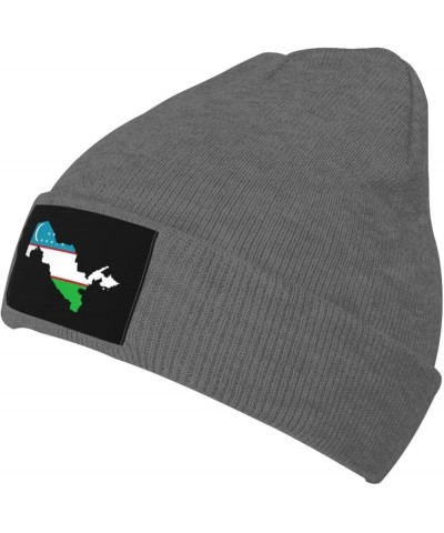 Uzbekistan Terrain Map Beanie Hat for Men Women Knit Skull Cap Warm Hats Black Knitted Caps Deep Heather $11.32 Skullies & Be...