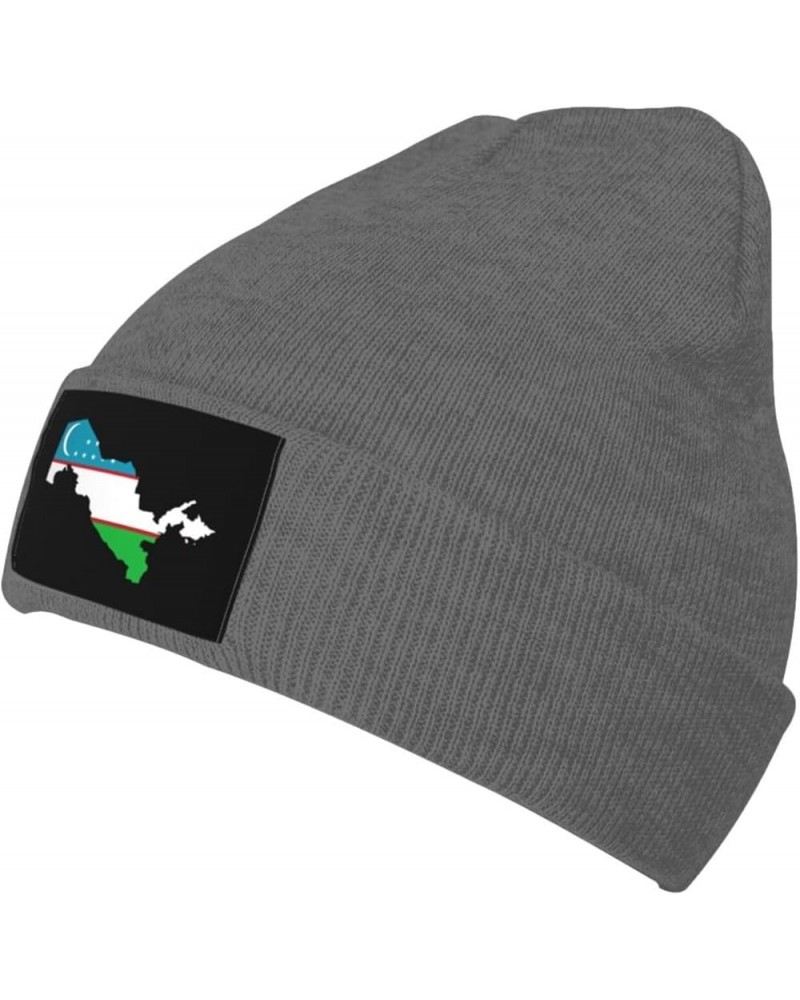 Uzbekistan Terrain Map Beanie Hat for Men Women Knit Skull Cap Warm Hats Black Knitted Caps Deep Heather $11.32 Skullies & Be...