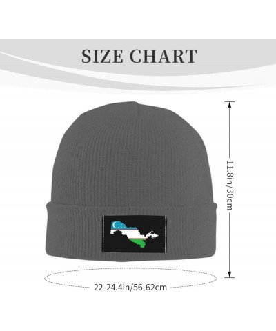 Uzbekistan Terrain Map Beanie Hat for Men Women Knit Skull Cap Warm Hats Black Knitted Caps Deep Heather $11.32 Skullies & Be...