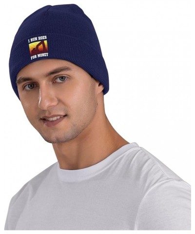 I Run Hoes for Money for Unisex Warm Soft Winter Warm Knitted Cap Navy Blue $12.70 Skullies & Beanies