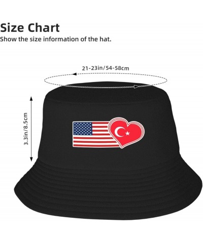 Flag Bucket Hat for Men Women Summer Beach Hat Fishing Cap Sun Hats Black Usa American and Turkey Turkish Flag $13.37 Bucket ...