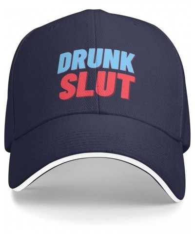 Funny Drunk Slut Hat Drunk Slutty Trucker Hat Drunk Slut Baseball Cap for Running Golf Sport Black Navy $11.39 Baseball Caps