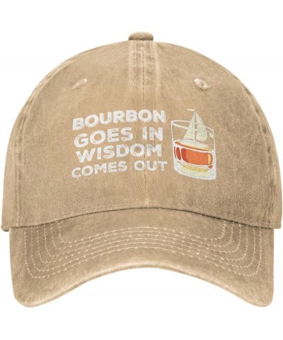 Funny Hat Bourbon Goes in Wisdom Comes Out Hat for Men Baseball Caps Cute Hat Natural $13.90 Baseball Caps