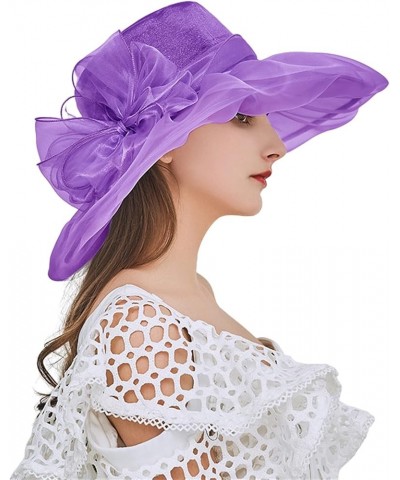 Women Church Dress Cloche Hat Fascinator Floral Tea Party Wedding Bucket Hat Independence Day Gifts Birthday Purple $6.60 Bas...