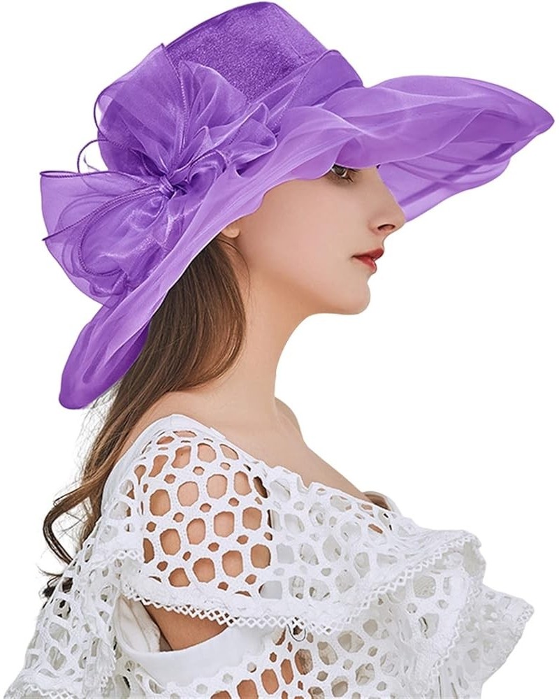 Women Church Dress Cloche Hat Fascinator Floral Tea Party Wedding Bucket Hat Independence Day Gifts Birthday Purple $6.60 Bas...