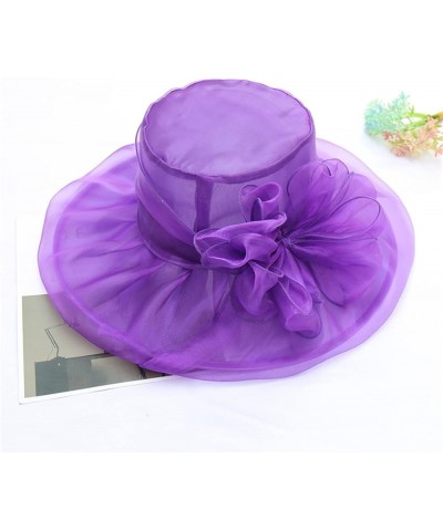 Women Church Dress Cloche Hat Fascinator Floral Tea Party Wedding Bucket Hat Independence Day Gifts Birthday Purple $6.60 Bas...