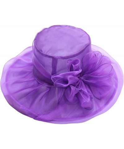 Women Church Dress Cloche Hat Fascinator Floral Tea Party Wedding Bucket Hat Independence Day Gifts Birthday Purple $6.60 Bas...