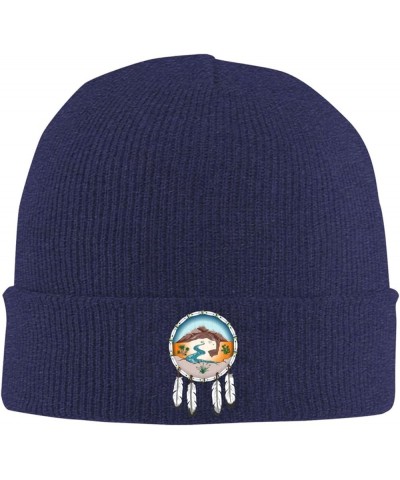 Lipan Apache Tribe of Texas Cozy Knitted Hat for Winter - Warm Comfort Black Navy Blue $14.60 Skullies & Beanies