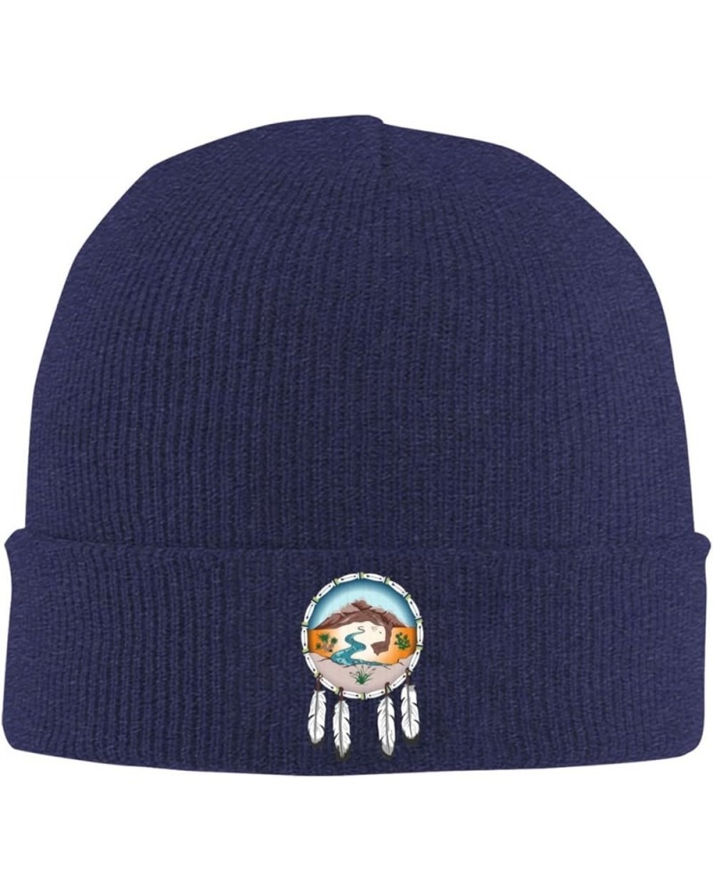 Lipan Apache Tribe of Texas Cozy Knitted Hat for Winter - Warm Comfort Black Navy Blue $14.60 Skullies & Beanies