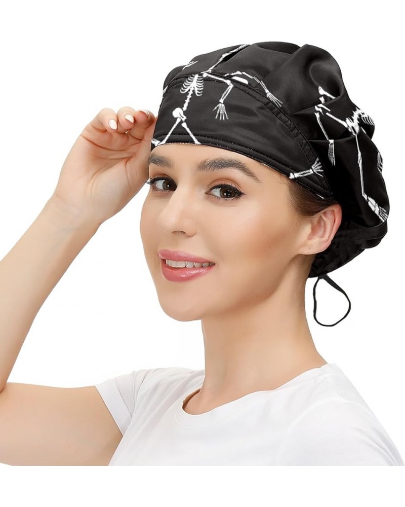 Adjustable Working Caps, Elastic Bandage Tie Back Hats, Cover Hair Bouffant Hats with Sweatband 61 Skeleton $9.99 Balaclavas