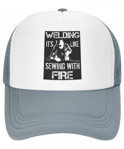 Welding Its Like Sewing with Fire Funny Welder Baseball Hats for Men Adjustable Gift for Women Trucker Cap,Gray $10.68 Baseba...