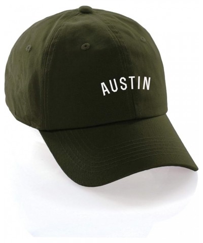 USA Cities Baseball Dad Hat Cap Cotton Unstructure Low Profile Strapback Austin Olive White $12.21 Baseball Caps